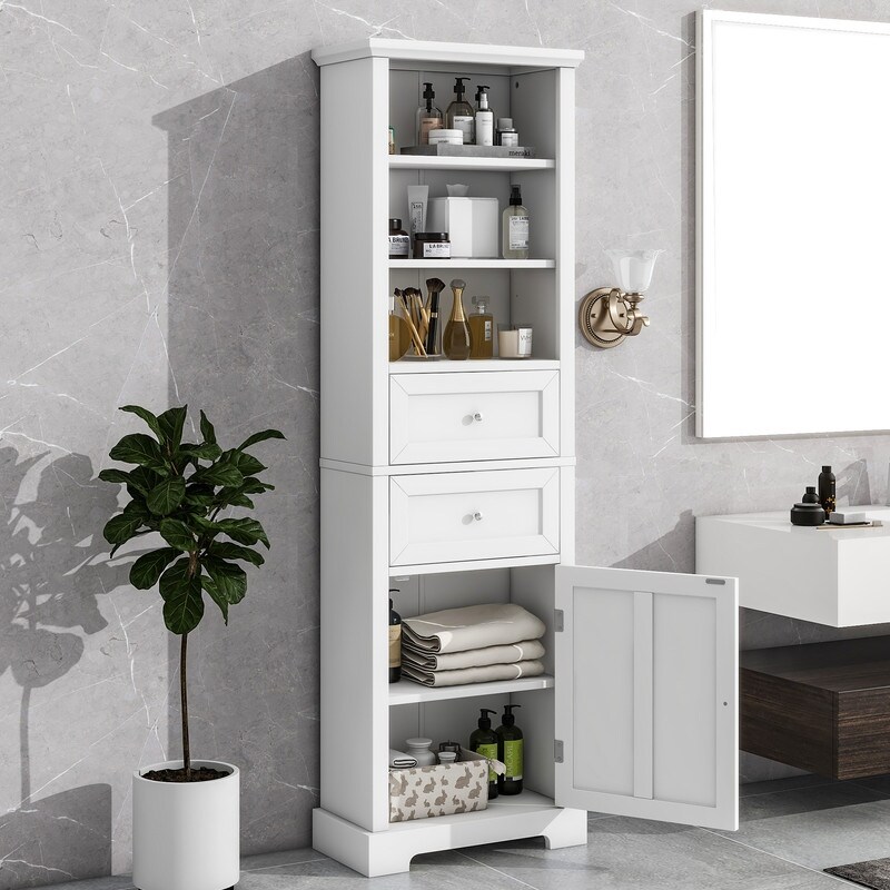 Freestanding Bathroom Storage Cabinet with 1 Door and 2 Drawers