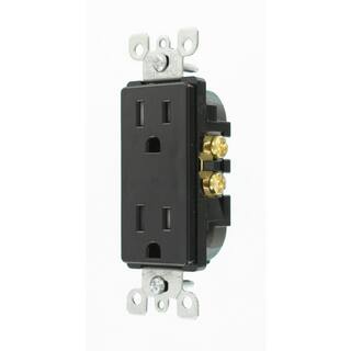 Leviton Decora 15 Amp Tamper Resistant Duplex Outlet Black R55-T5325-0DE