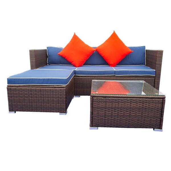 3 Piece Patio Sectional Wicker Rattan Outdoor Furniture Sofa Set - Overstock - 33809934