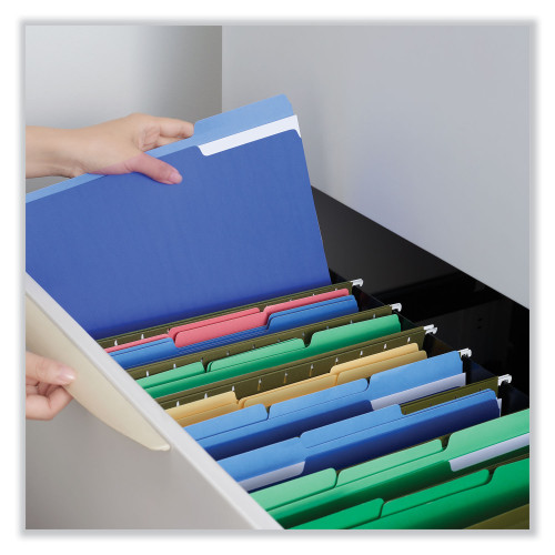 Universal Deluxe Colored Top Tab File Folders， 1/3-Cut Tabs， Letter Size， Blue/Light Blue， 100/Box (10501)