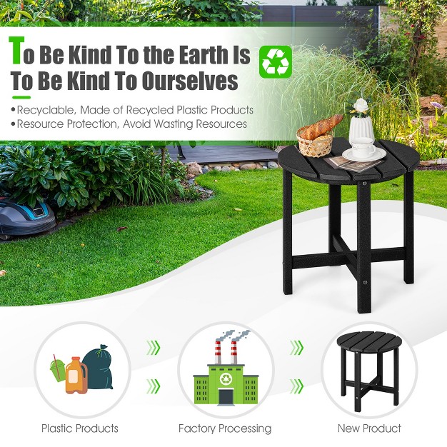 Costway 18 x27 x27 Patio Round Adirondack Side Table Weather Resistant Hdpe Garden