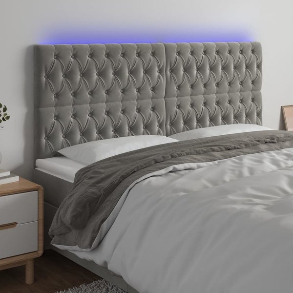 vidaXL LED Headboard Dark/Light Gray multisize Velvet - - 37421088