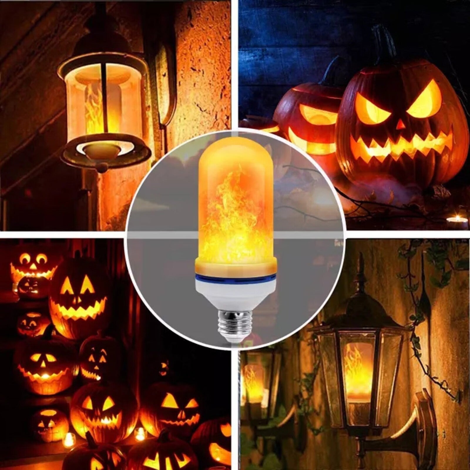 LED Flame Effect Light Outdoor Hanging Flame Lamp Christmas Halloween Glowing Decorative Lights