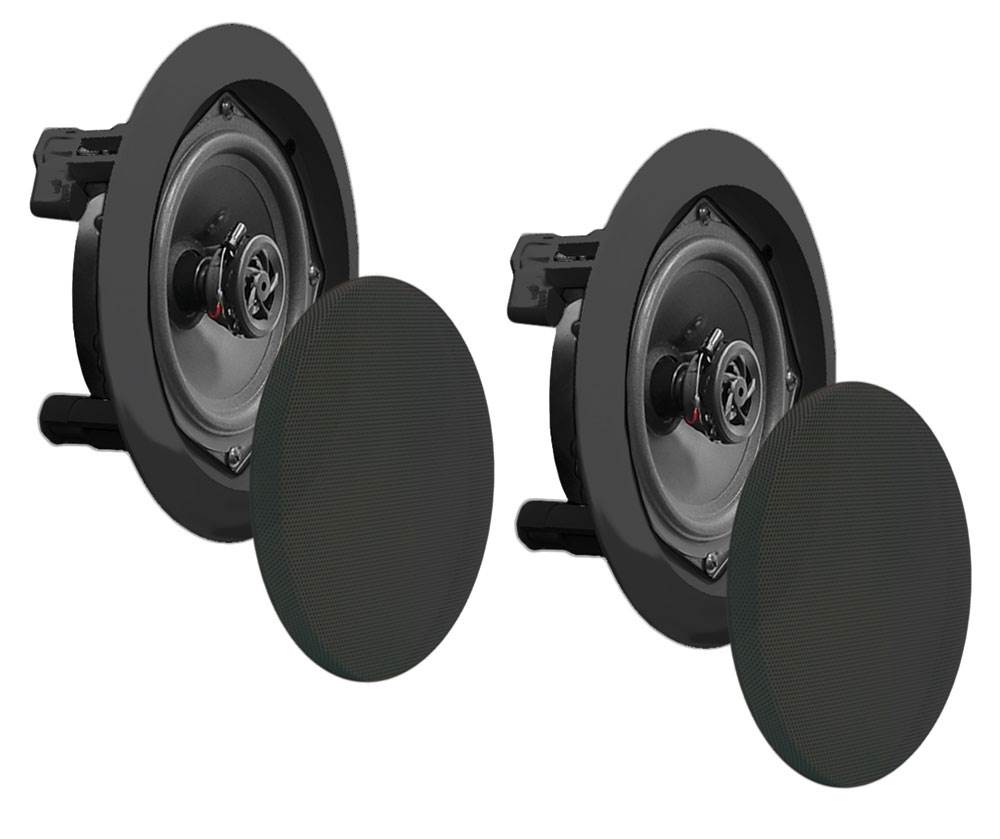 2) NEW Pyle PDIC81RDBK 250W 8 Inch Flush In-Wall In-Ceiling Black Speakers Pair