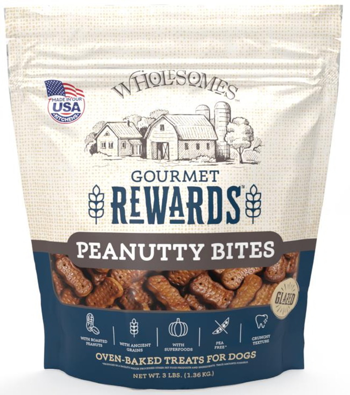 Wholesomes Rewards Peanutty Bites Biscuit Dog Treats - 3 lbs.