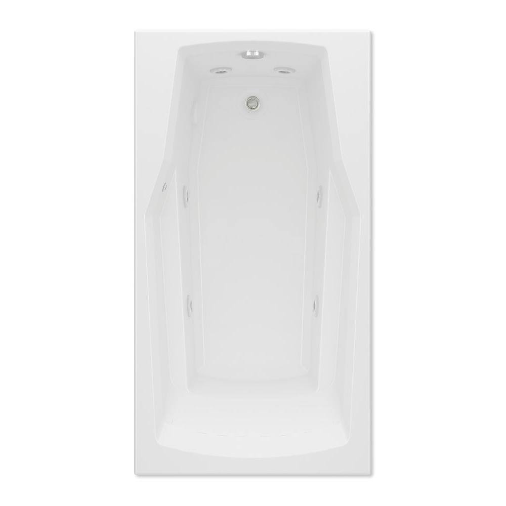 Aquatic Derby 60 in. Acrylic Reversible Drain Rectangular Drop-In Whirlpool Bathtub in White 826541914916