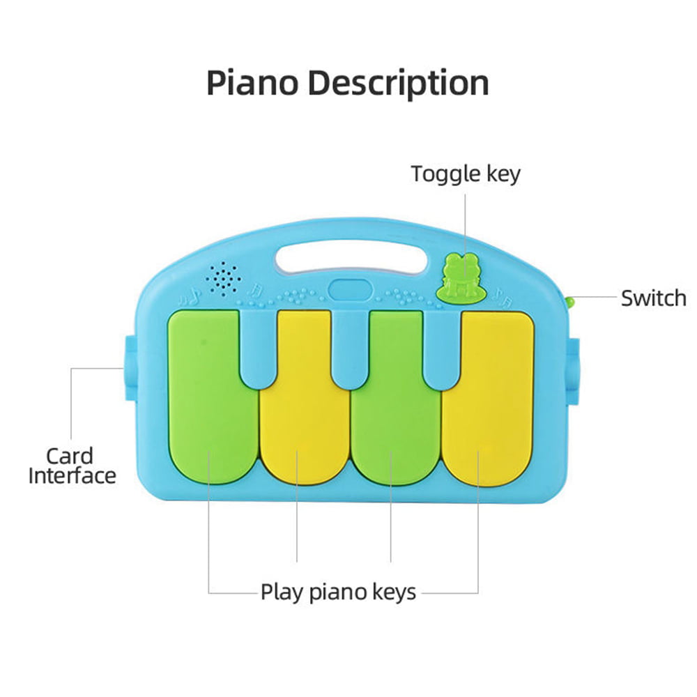 Baby Gym Play Mat 3 in 1 Fitness Music and Lights Fun Piano Activity Mat Infant Newborn Toys Girl Boy (Blue)