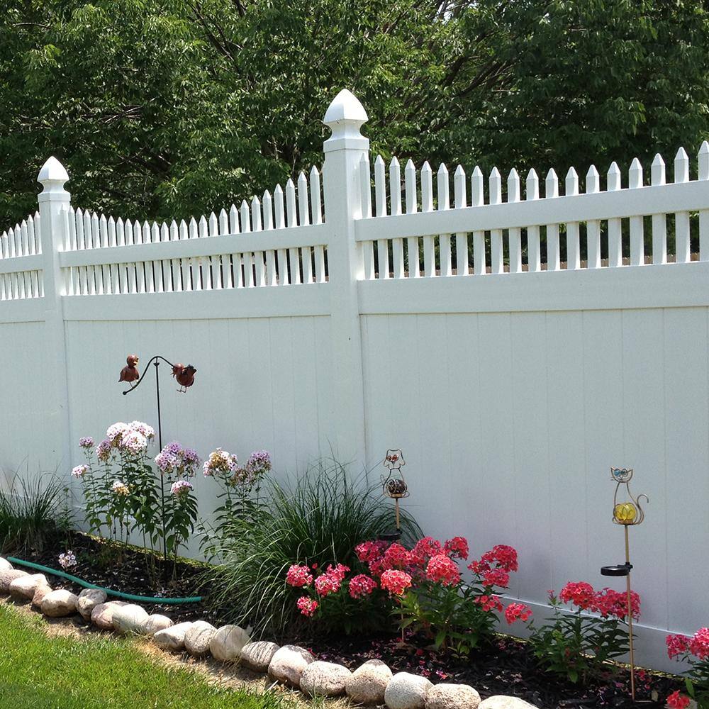 Weatherables 5 in. x 5 in. x 10 ft. White Vinyl Fence End Post LWPT-END-5X120