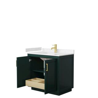 Wyndham Collection Miranda 36 in. W x 22 in. D x 33.75 in. H Single Bath Vanity in Green with Carrara Cultured Marble Top WCF292936SGDC2UNSMXX