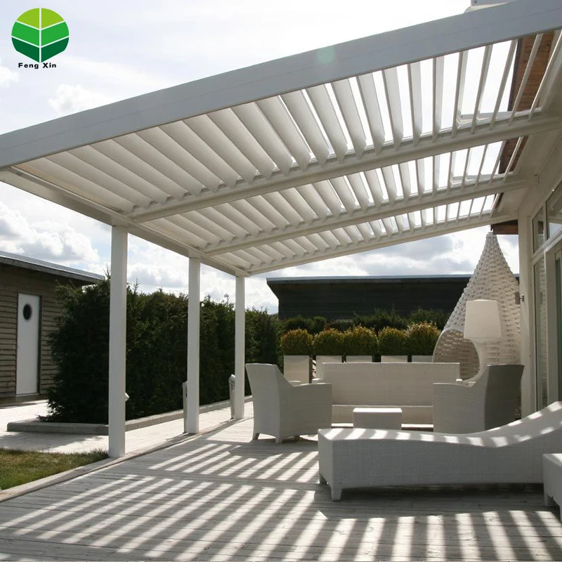 Factory supply outdoor aluminum gazebo and motorized pergola roof system with high quality glass door