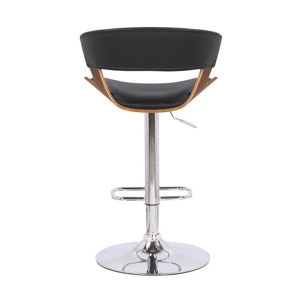 Black Faux Leather Adjustable Swivel Wooden Bar Stool - 43