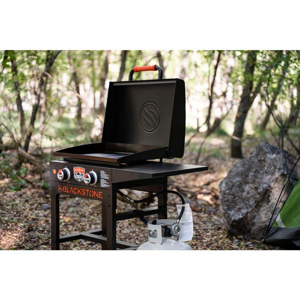 Blackstone On The Go 2Burner Propane Gas Grill 22 in Flat Top Griddle in Black with Hood