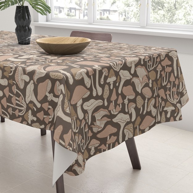 Avenie Mushrooms In Neutral Brown Tablecloth deny Designs