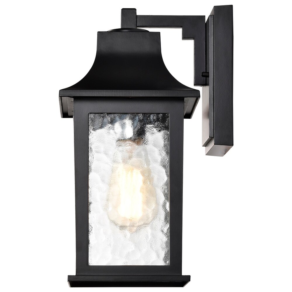 Stillwell Outdoor Small Wall Light Matte Black Finish Clear Water Glass