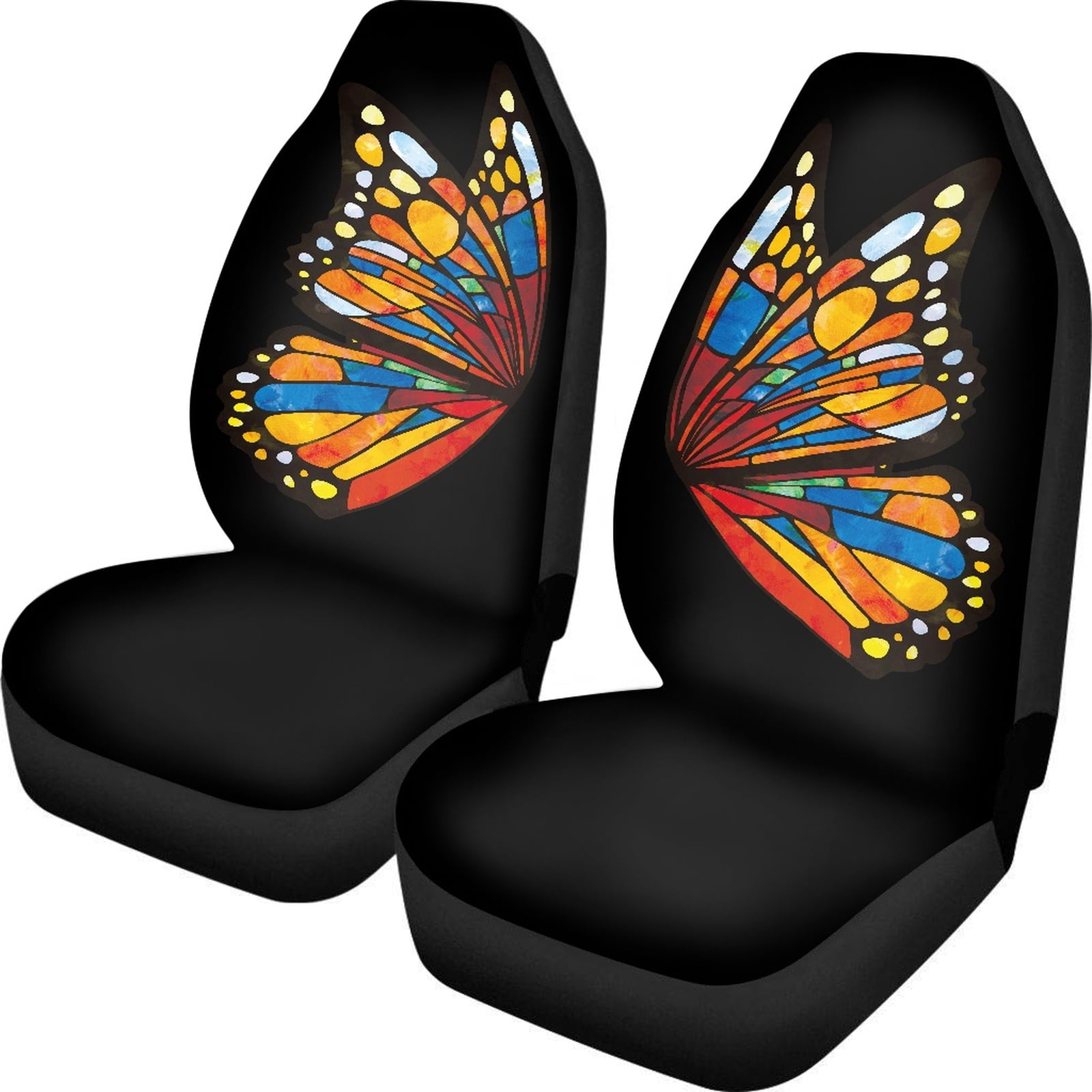 Xoenoiee Butterfly Car Seat Covers Front Seats Only， Auto Bucket Seat Cover Protector Universal Seat Cushion for Cars， SUV， Sedan， Van， Trucks， Pack of 2