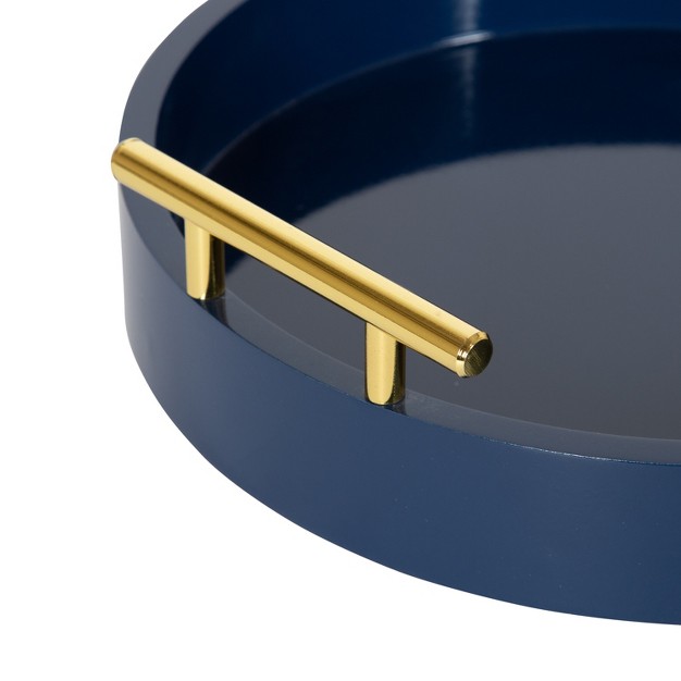 Kate And Laurel Lipton Tray 2 Piece Navy Blue And Gold