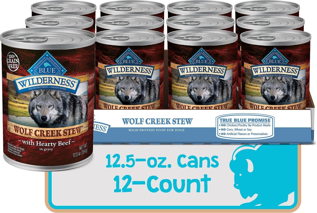 Blue Buffalo Wilderness Wolf Creek Stew Hearty Beef Stew Grain-Free Adult Canned Dog Food