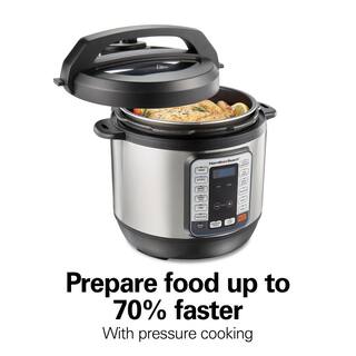 Hamilton Beach 8 Qt. Stainless Steel Electric QuikCook Pressure Cooker with 12-Preset Functions 34508