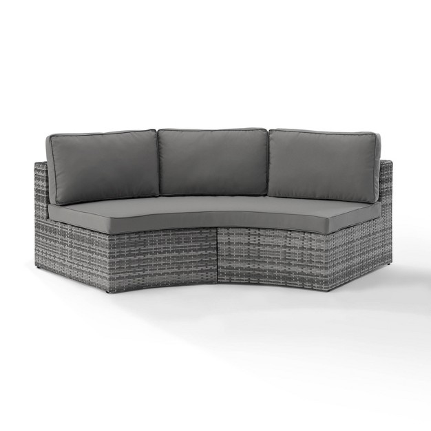 Catalina Wicker Round Sectional Sofa Gray Crosley