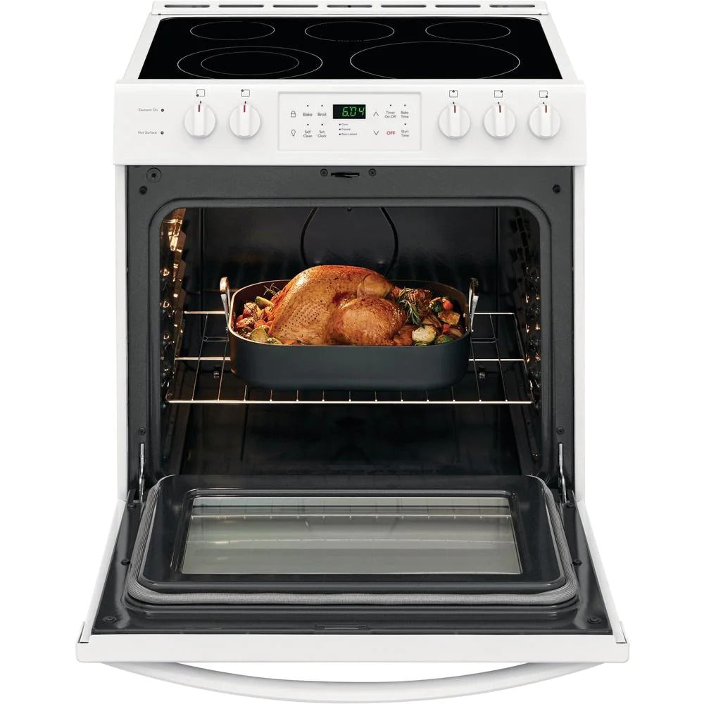 30 in. 5.0 cu. ft. Single Oven – White with NVS Black Glass