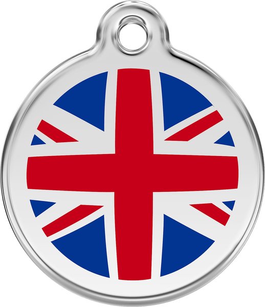 Red Dingo United Kingdom Flag Stainless Steel Personalized Dog and Cat ID Tag