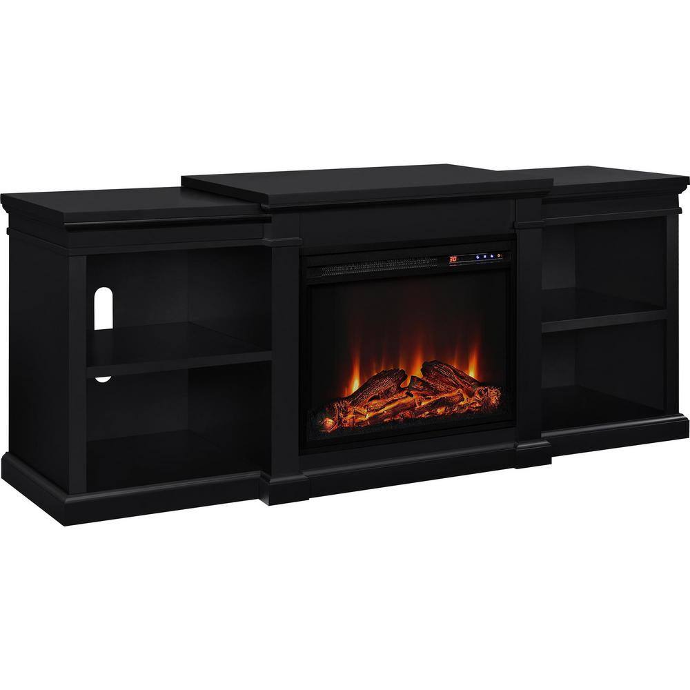 Ameriwood Home Marshall 65.1875 in. Freestanding Electric Fireplace TV Stand for TVS up to 70 in. in Black HD49433