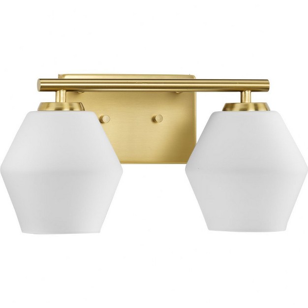 Progress Lighting Copeland 2 light Vanity Light Brushed Gold Opal Glass Shades