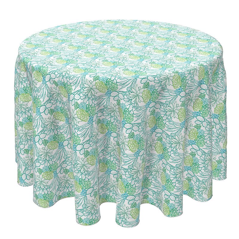 Round Tablecloth， 100% Cotton， 60 Round， Succulent Garden Design