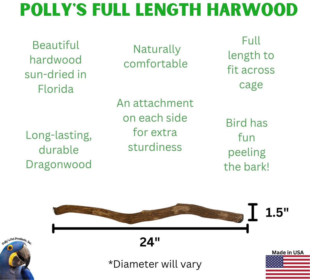 Polly's Pet Products Hardwood Bird Perch