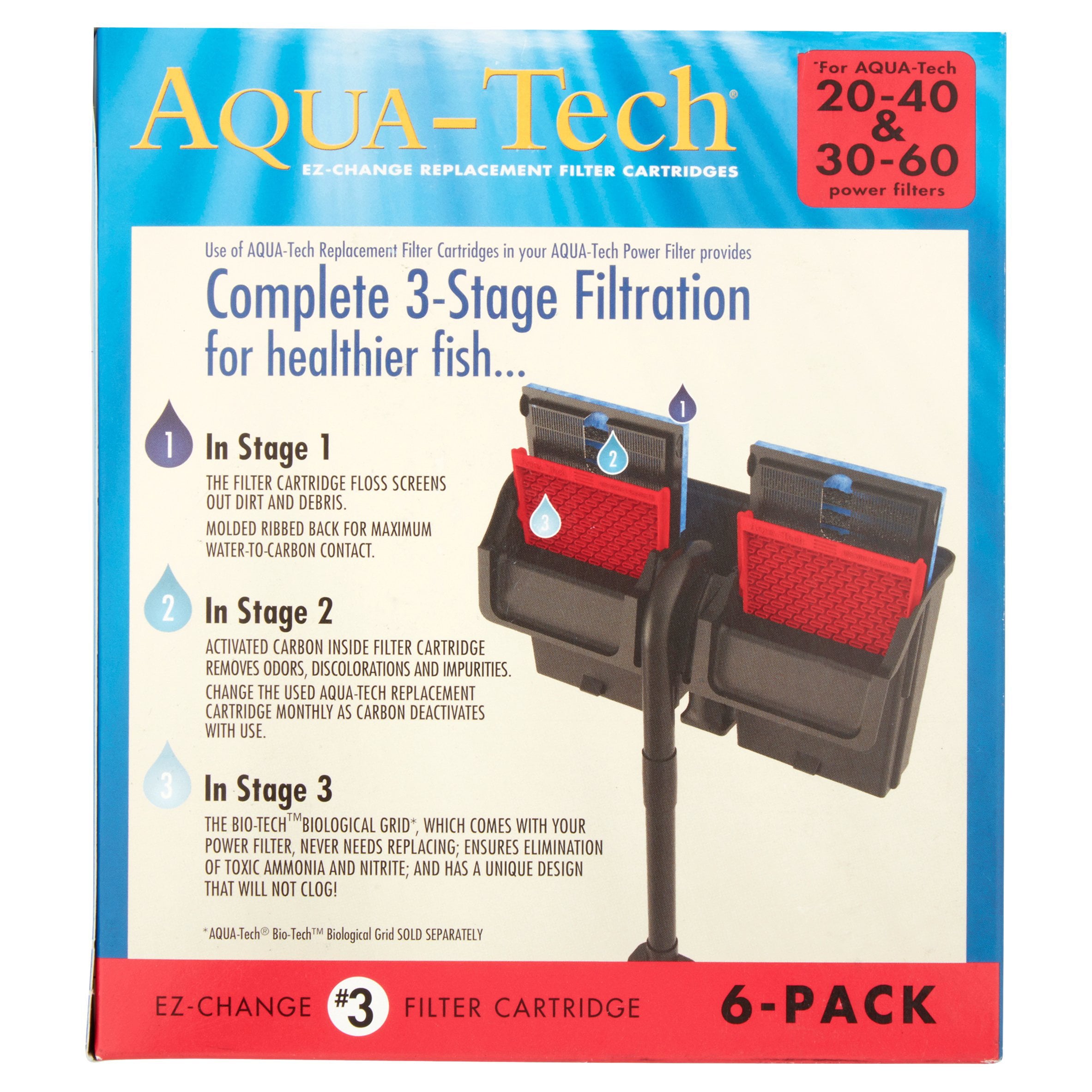 Aqua-Tech EZ-Change Replacement #3 Aquarium Filter Cartridge， 6 Pack