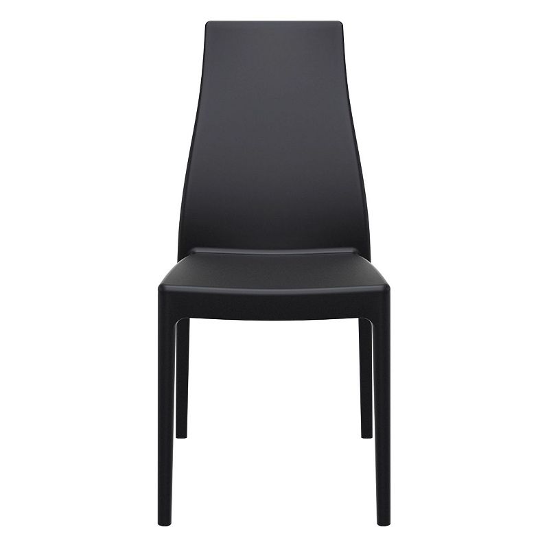 37 Black Outdoor Patio Solid High Back Dining Chair