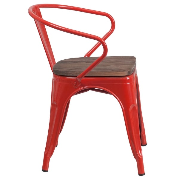 Metal Chair with Wood Seat and Arms