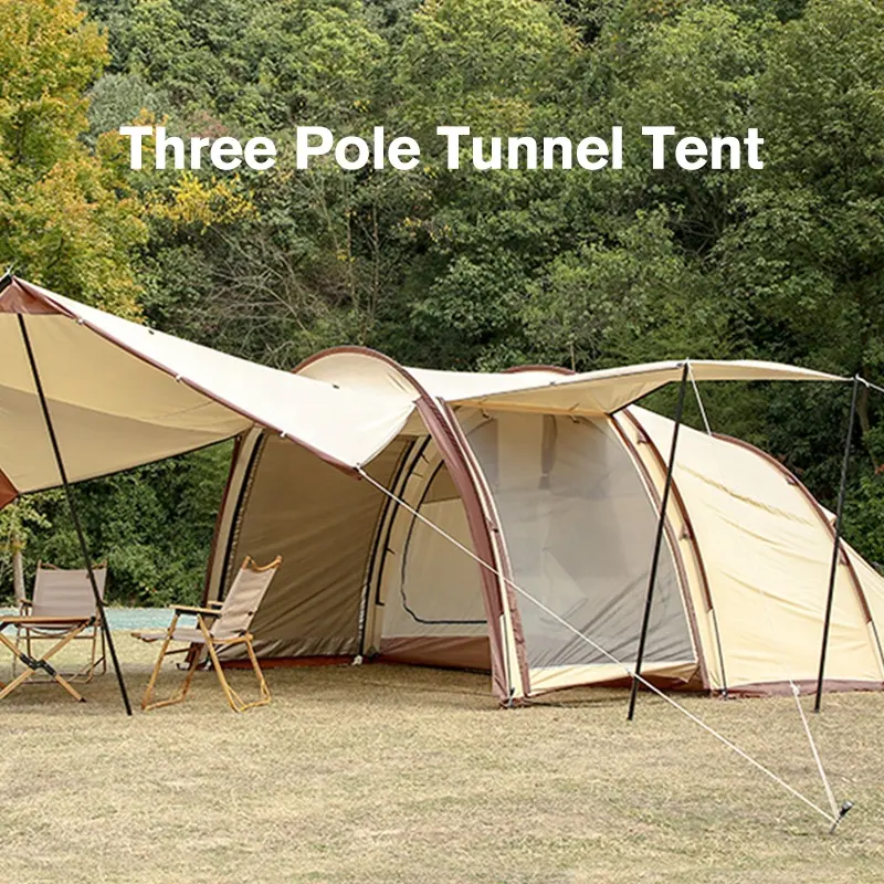 Hiking Outdoor luxury camping tent waterproof camping tube tent large tunnel tent  for sale