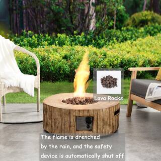 Clihome Outdoor Living Brown 28 in. Round Outdoor Gas Fire Pit Suitable for the Garden or Balcony CL-FP06-C