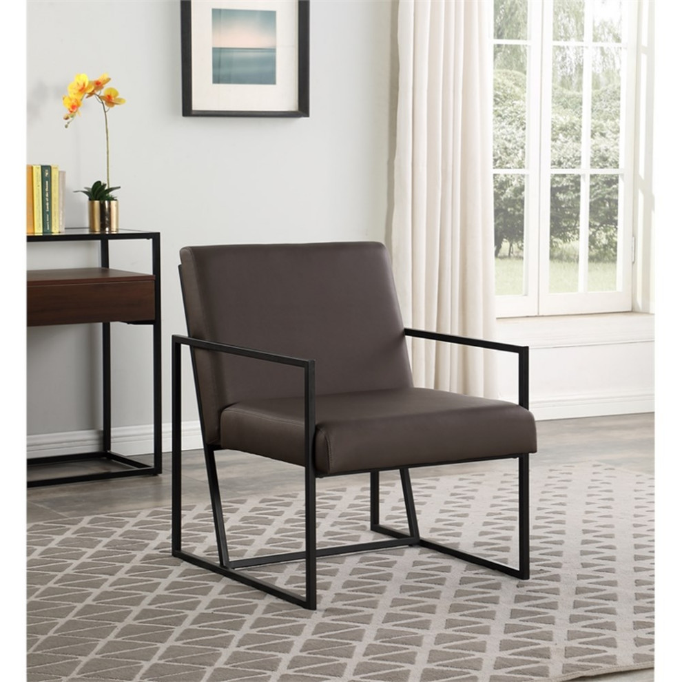 Luxembourg Espresso Faux Leather Arm Chair   Transitional   Armchairs And Accent Chairs   by Homesquare  Houzz