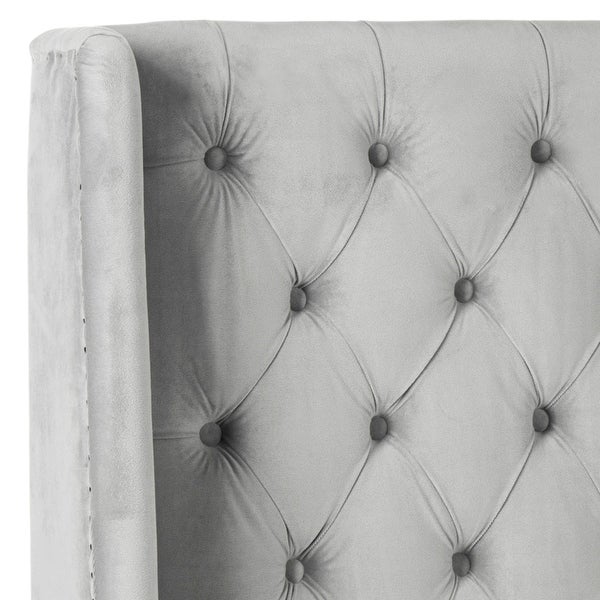 SAFAVIEH London Pewter Upholstered Tufted Wingback Headboard (Queen) - - 11924025