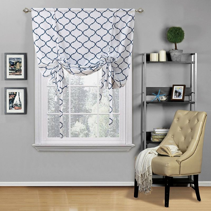 Kate Aurora Living Shabby Chic Trellis Quatrefoil Single Tie Up Window Curtain Shade