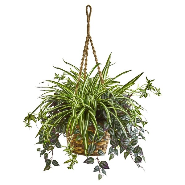 30 Wandering Jew and Spider Artificial Plant in Hanging Basket