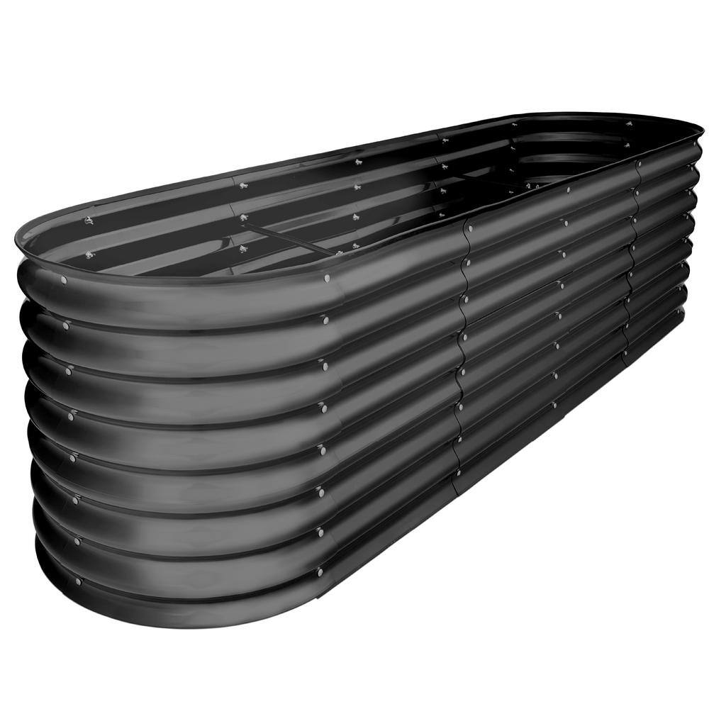 Best Choice Products 8 ft. x 2 ft. x 2 ft. Oval Steel Raised Garden Bed Planter Box for Vegetables Flowers in Charcoal SKY6641