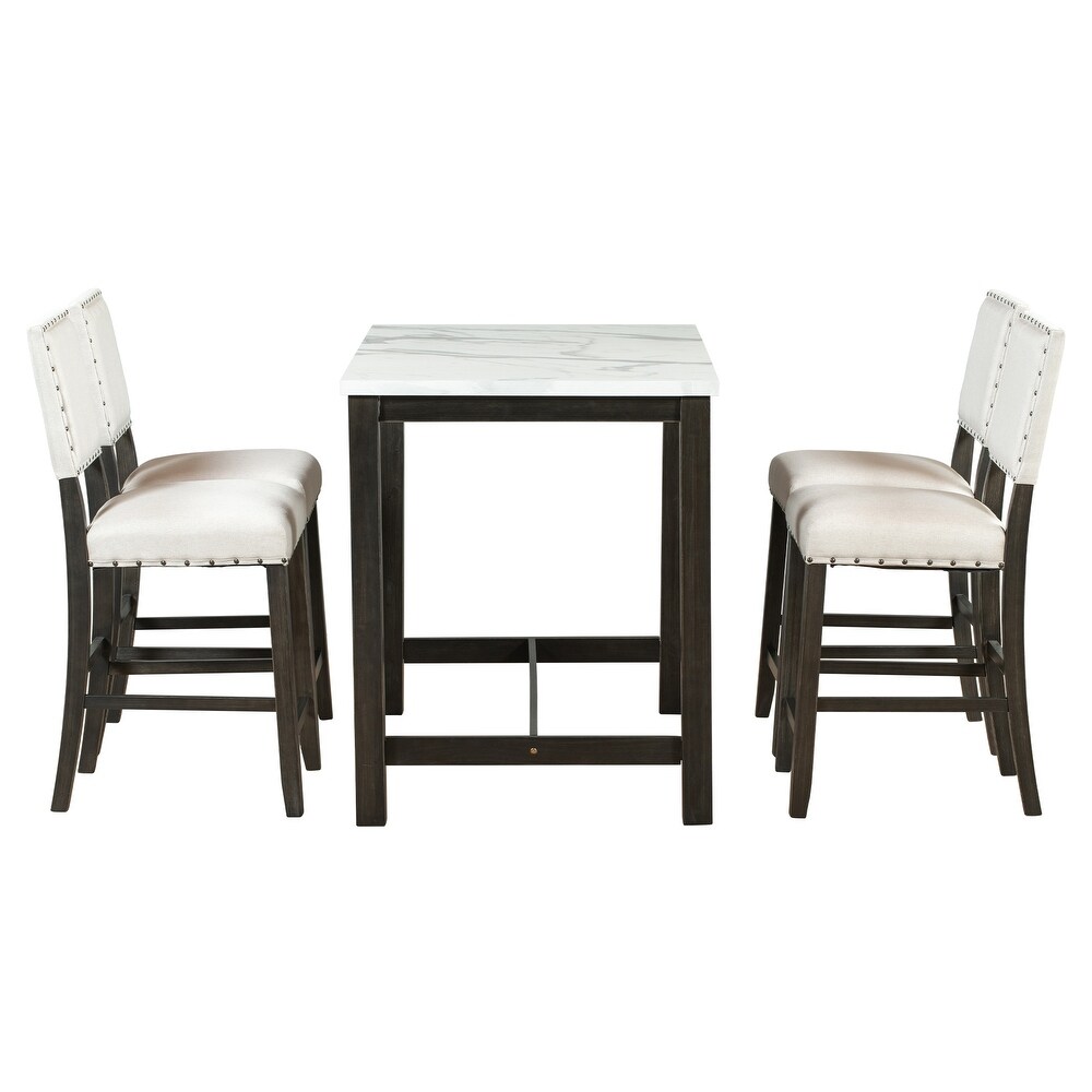 5 Piece Counter Height Dining Table Set with 4 Upholstered Chairs