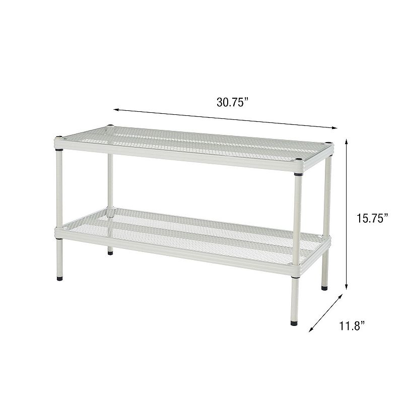 Design Ideas Meshworks 2 Tier Full-size Metal Storage Shelving Unit Rack， White