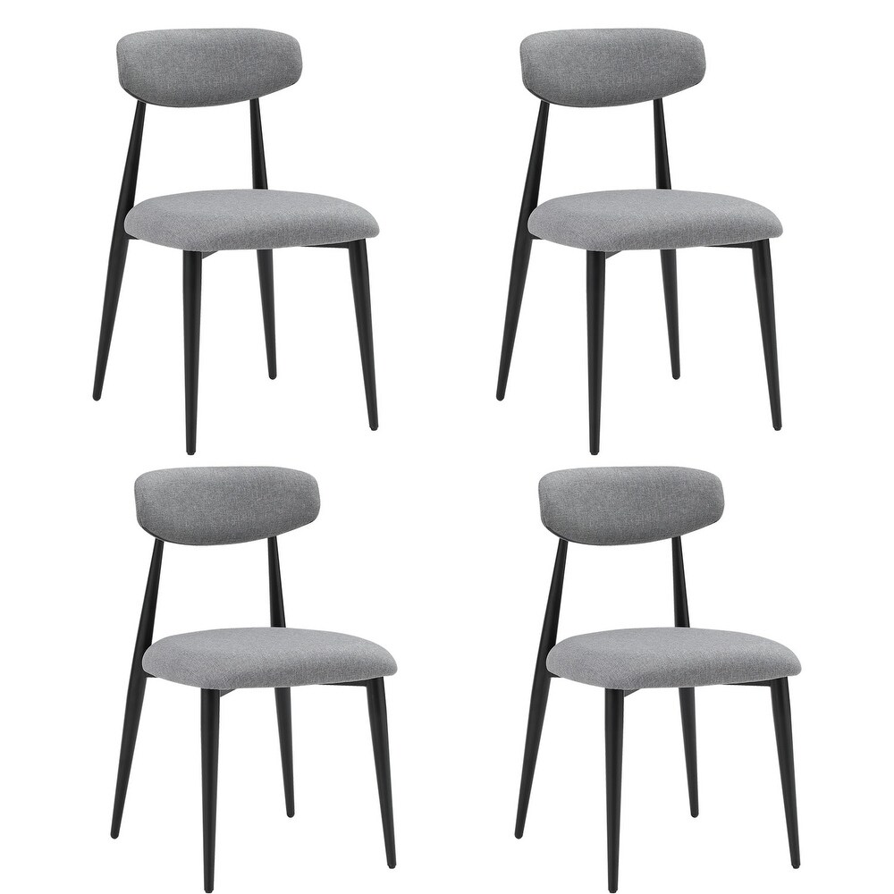 Recreational Dining Chairs Set of 4  Upholstered Dressing Chairs with Round Backrest and Metal Legs for Kitchen Terrace