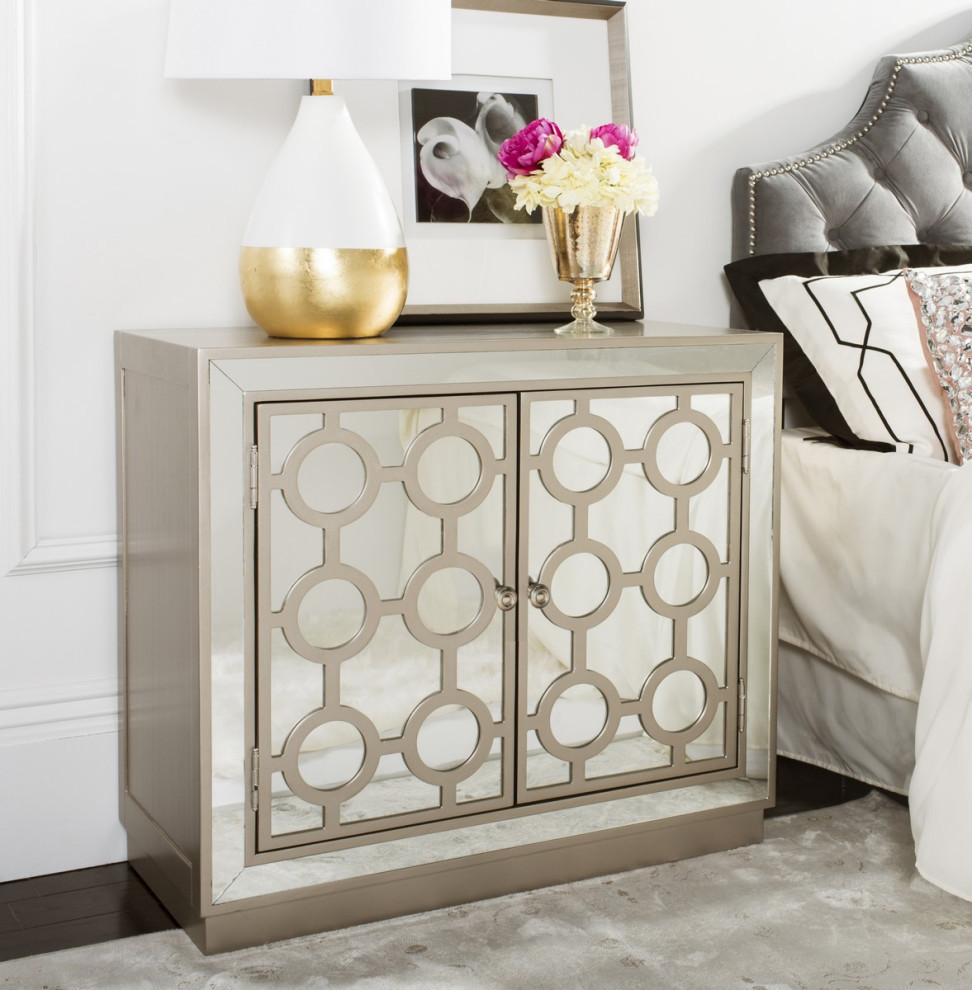 Roxi 2 Door Chest Champagne/ Nickel Mirror   Modern   Accent Chests And Cabinets   by Virgil Stanis Design  Houzz