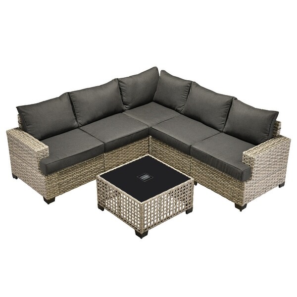 XIZZI 6 Pieces Outdoor Patio Furniture Wicker Sofa Set with Coffee Table