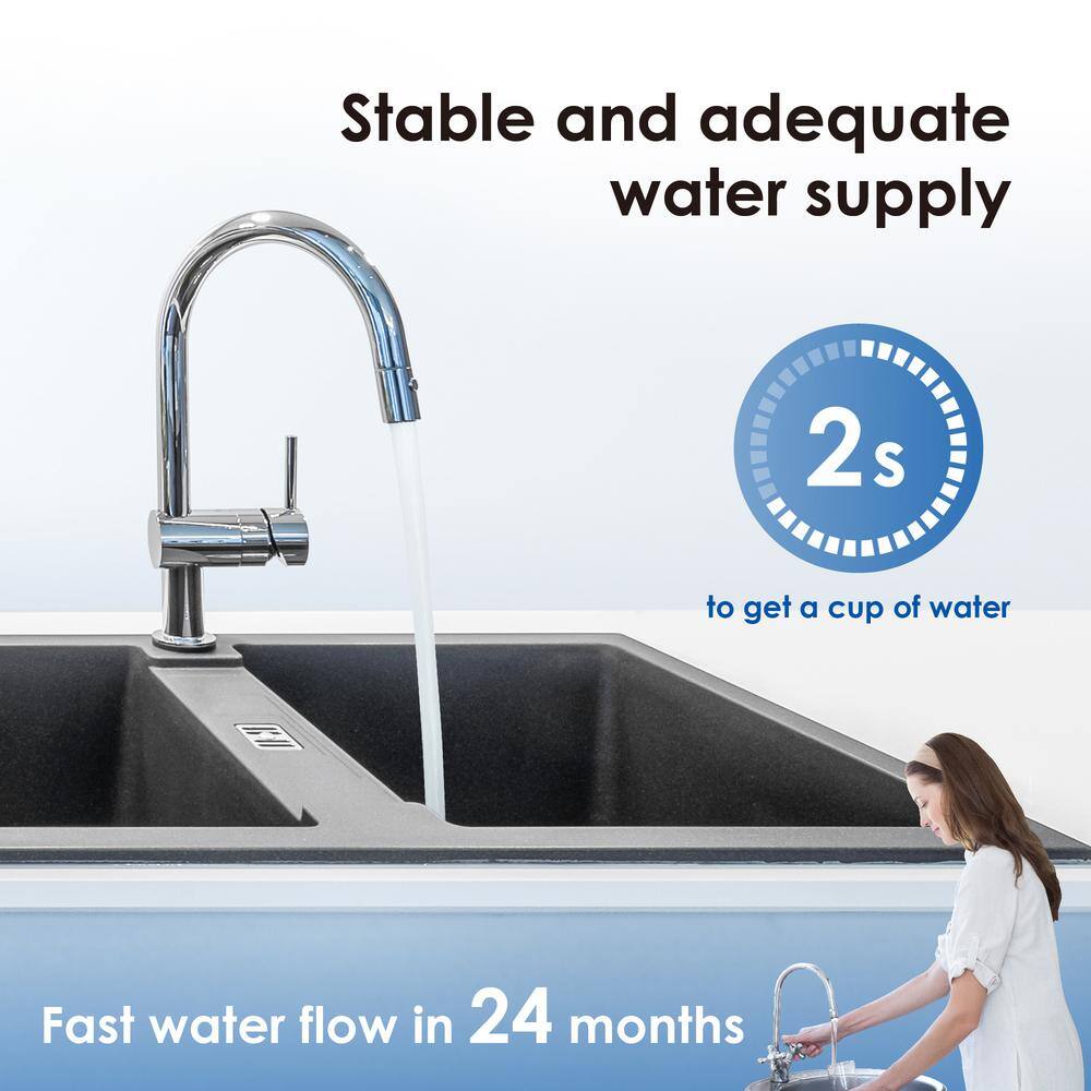 Waterdrop 16000 Gal. 0.01 m Long Last Ultra Filtration Under Sink Water Filter System Direct Connect To Kitchen Faucet B-WD-15UAW-UF