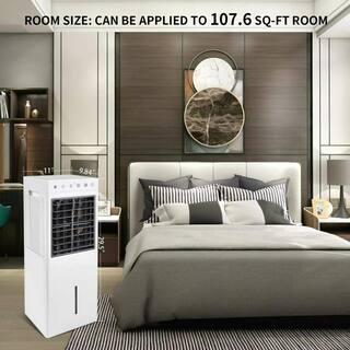 Amucolo 30 in. Floor Fan Evaporative Air Cooler Fan in White with Humidification and Anion Function Remote Control YeaD-CYD0-VQVJ