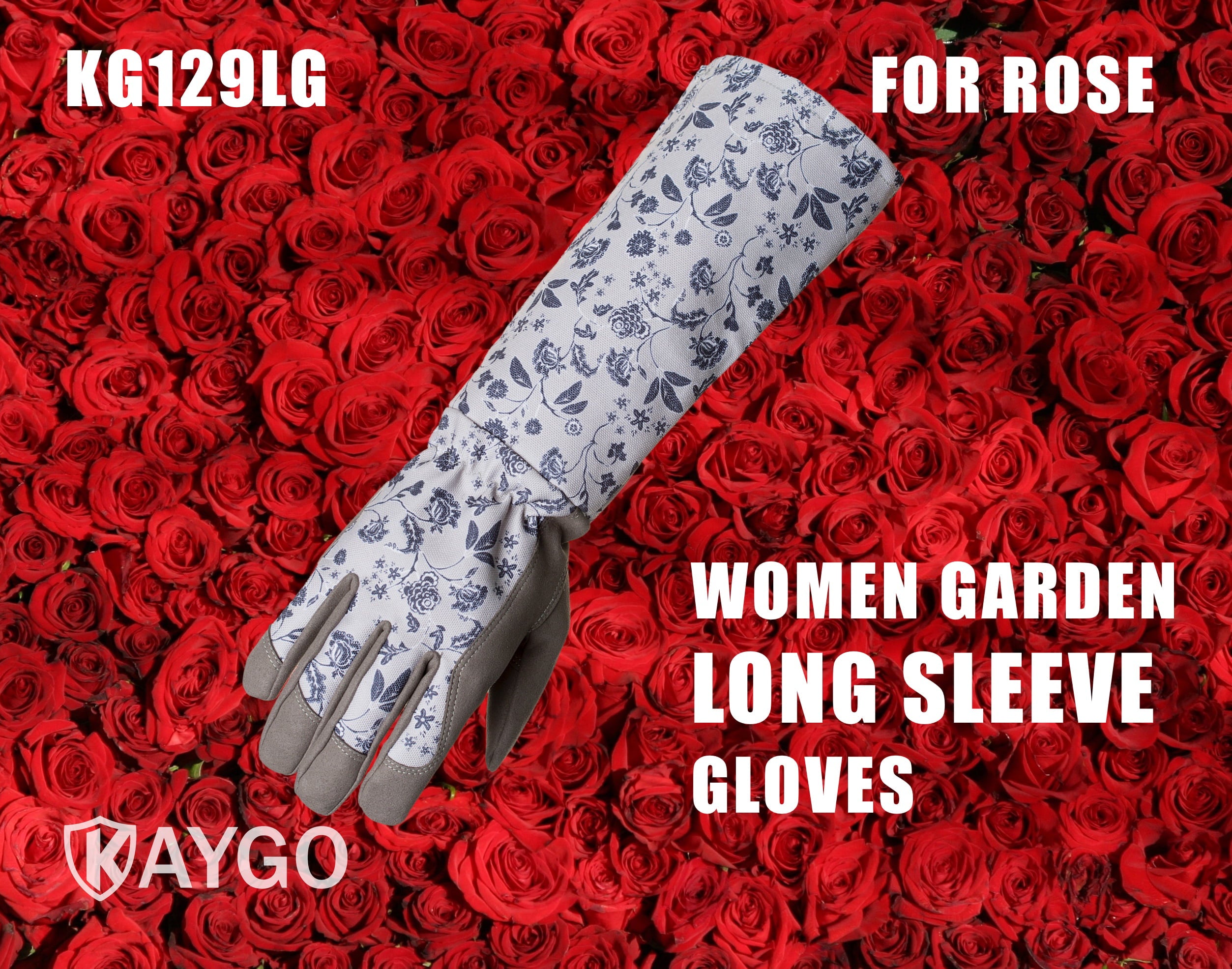 KAYGO Women Garden Gloves Large Long Forearm For Gardening, Trimming, Yard, Gray