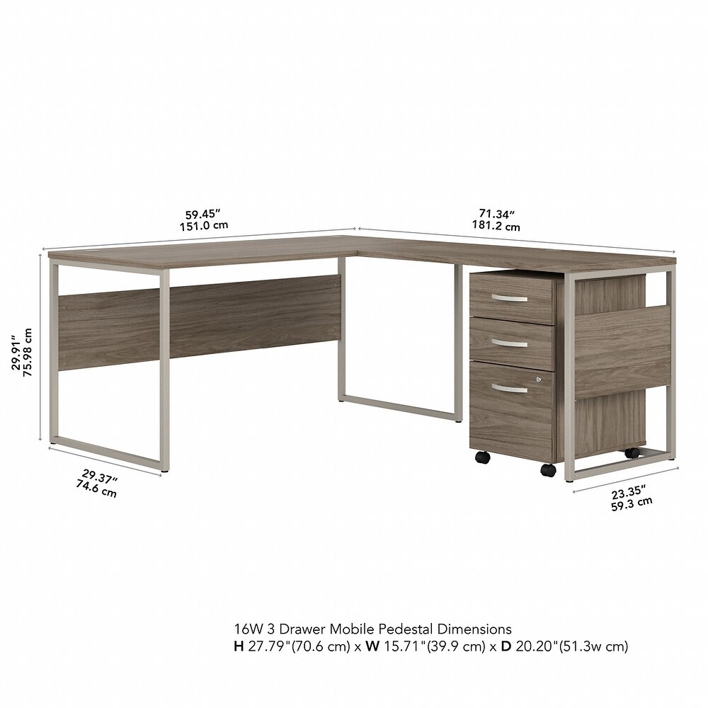 Hybrid 60W L Shaped Table Desk with Drawers by Bush Business Furniture