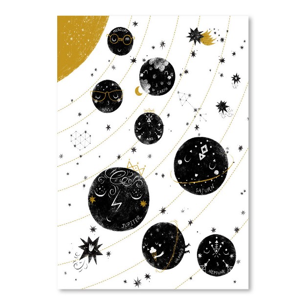 Americanflat Educational Monochrome Solar System By Elena David Poster