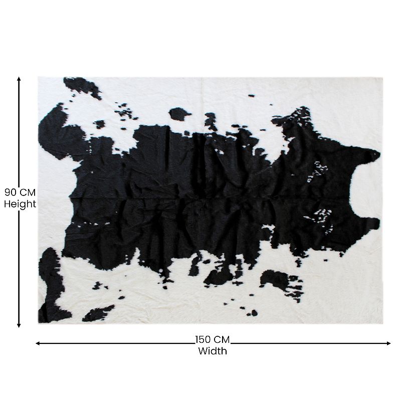 Masada Rugs Masada Rugs 3'x5' Faux Fur Cowhide Area Rug Mat in Black and White